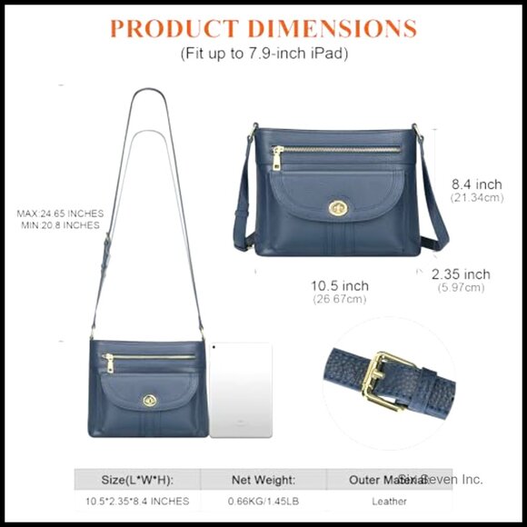 Genuine Leather Crossbody Bag Women\'s Shoulder Purse Multi Pocket Casual